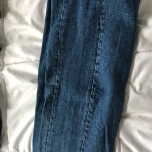 H&M straight leg frayed high waisted jeans